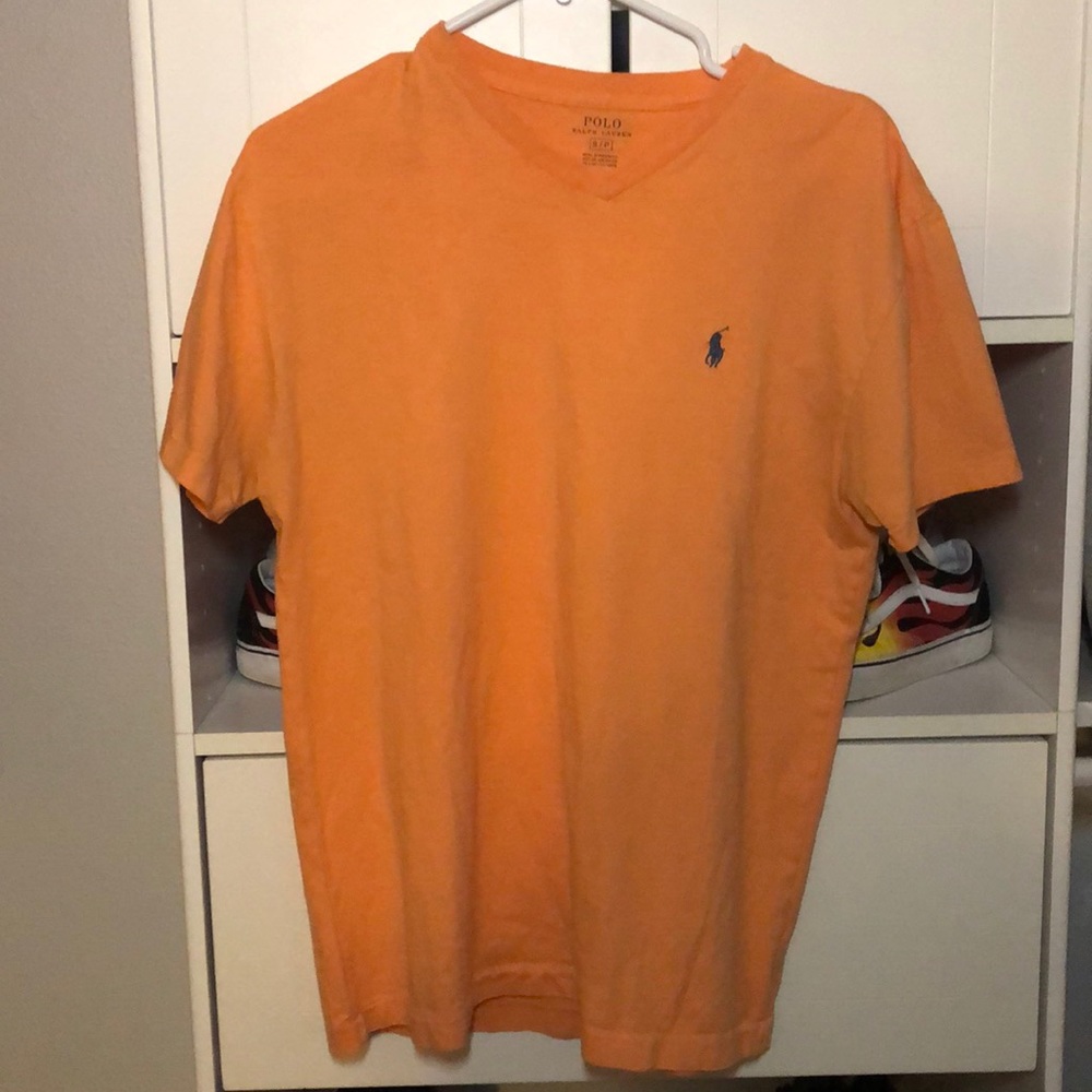 Orange Polo Ralph Lauren v neck t shirt